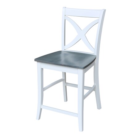 International Concepts Vineyard Counter Height Stool, 24" Seat Height, White/Heather gray S05-142